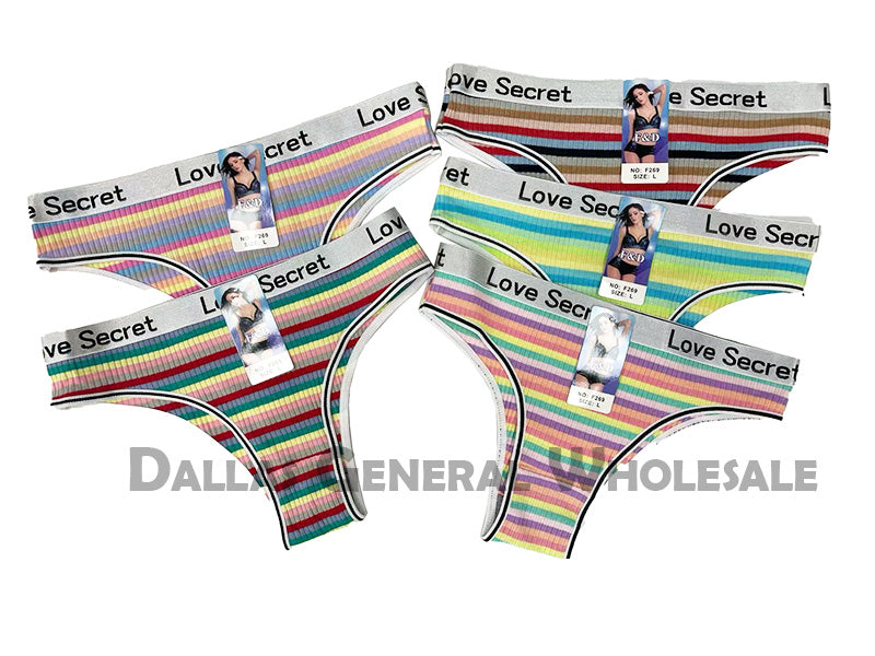 Women's Rainbow Striped Ribbed Bikini Panties - Love Secret 5-Pack