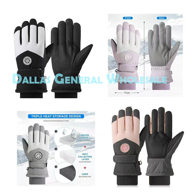 Women's Thermal Insulated Ski Gloves - Triple Layer Waterproof Winter Gloves