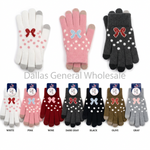 Women's Bow Print Touchscreen Winter Gloves Wholesale