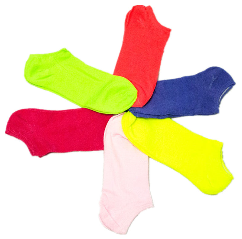 Neon Color Cotton No Show Socks - Dallas General Wholesale