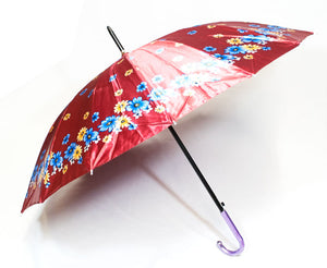 Satin Silk Adults Automatic Printed Umbrellas - Dallas General Wholesale