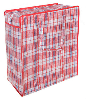 Jumbo Plastic Checkered Storage Laundry Shopping Bags W. Zipper & Handles Size=27 x 25 X5 (6 Pack)