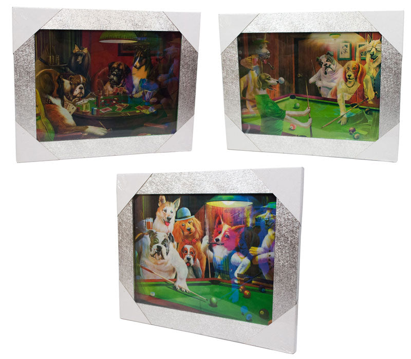 3D Picture Frame of Dogs Playing Poker and Pool Wholesale - Dallas General Wholesale