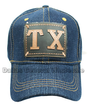 "TX" Casual Denim Baseball Caps Wholesale - Dallas General Wholesale