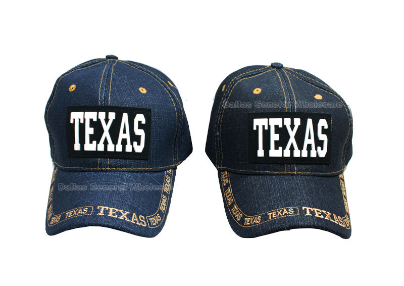 "Texas" Adults Casual Denim Caps Wholesale - Dallas General Wholesale