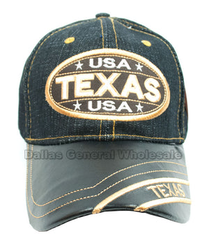 "TX,USA" Adults Casual Denim Caps Wholesale - Dallas General Wholesale