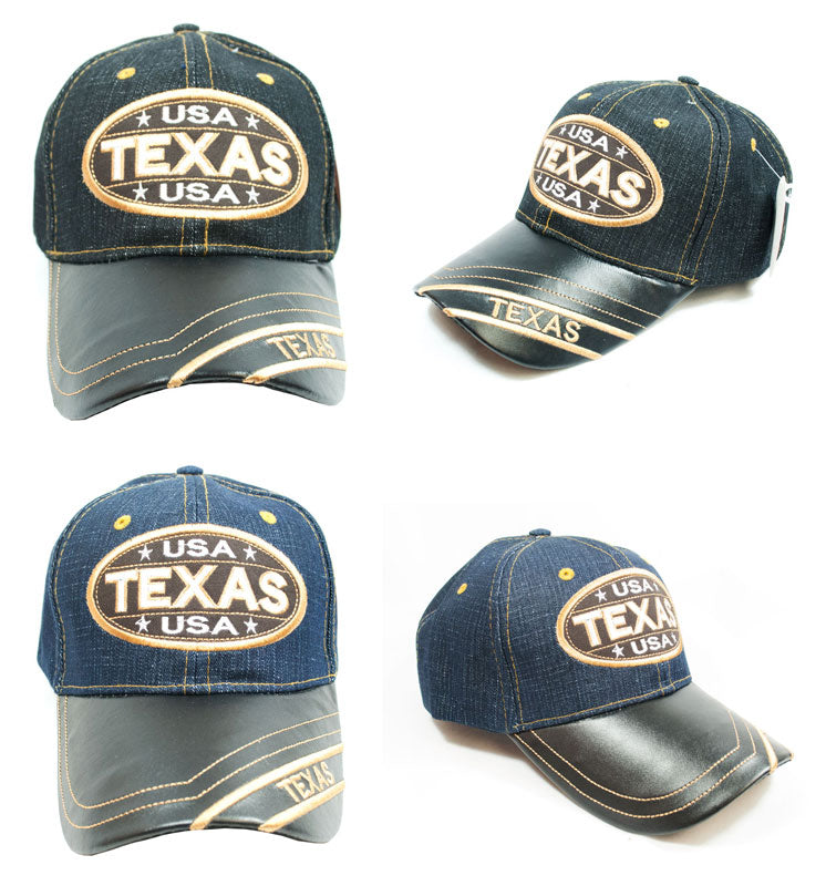 "TX,USA" Adults Casual Denim Caps Wholesale - Dallas General Wholesale