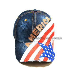 America Flag Glitter Ladies Denim Caps Wholesale - Dallas General Wholesale