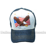 USA Flag w/ Eagle Denim Caps Wholesale - Dallas General Wholesale