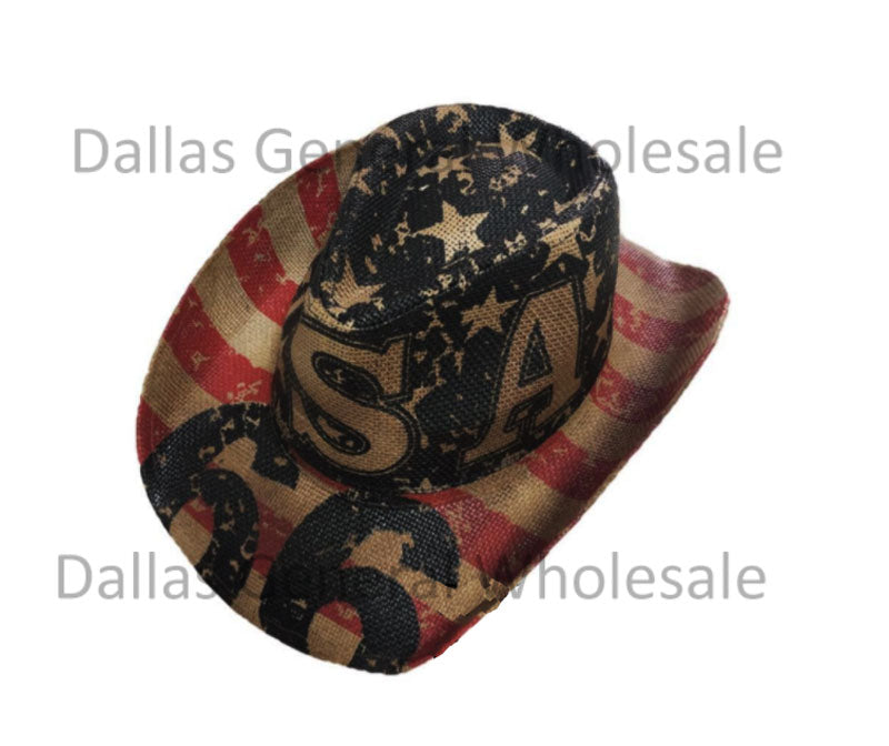 USA Flag Straw Cowboy Hats Wholesale