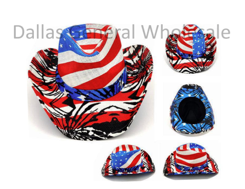 Abstract USA Flag Straw Cowboy Hats Wholesale