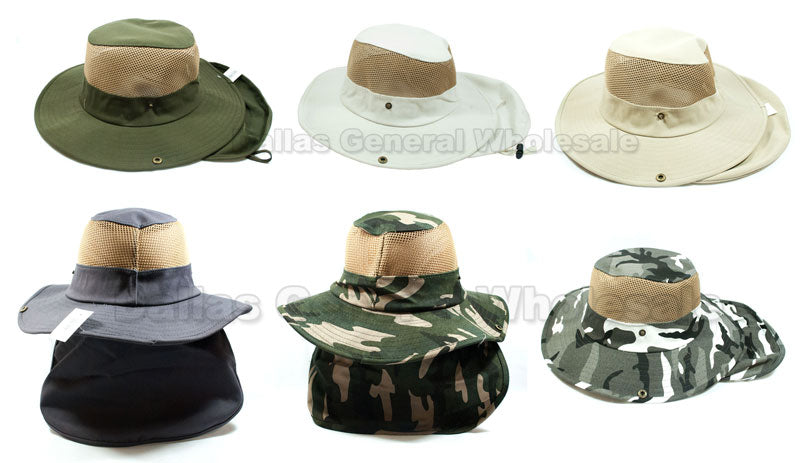 Adults Vented Bucket Hats with Neck Cover Wholesale - Dallas General Wholesale