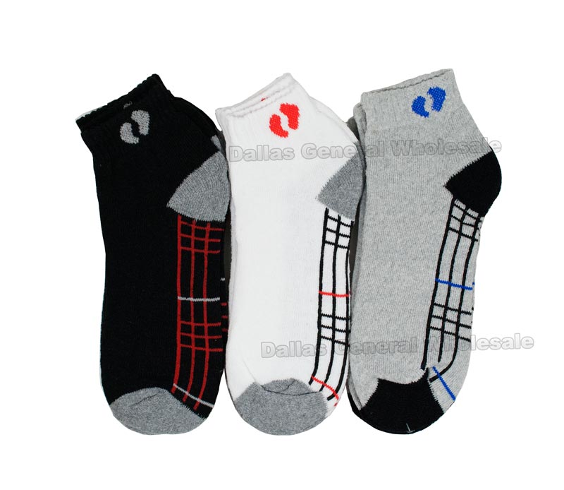 Men Foot Print Cotton Ankle Socks Wholesale - Dallas General Wholesale