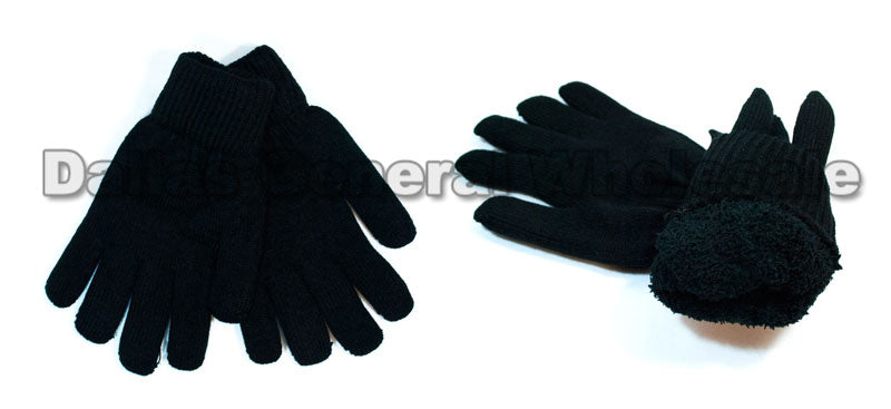 Adults Knitted Fleece Insulated Gloves Wholesale - Dallas General Wholesale