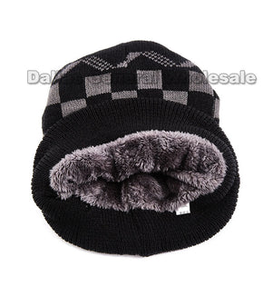 Men Fur Lining Knit Beanies Caps Wholesale