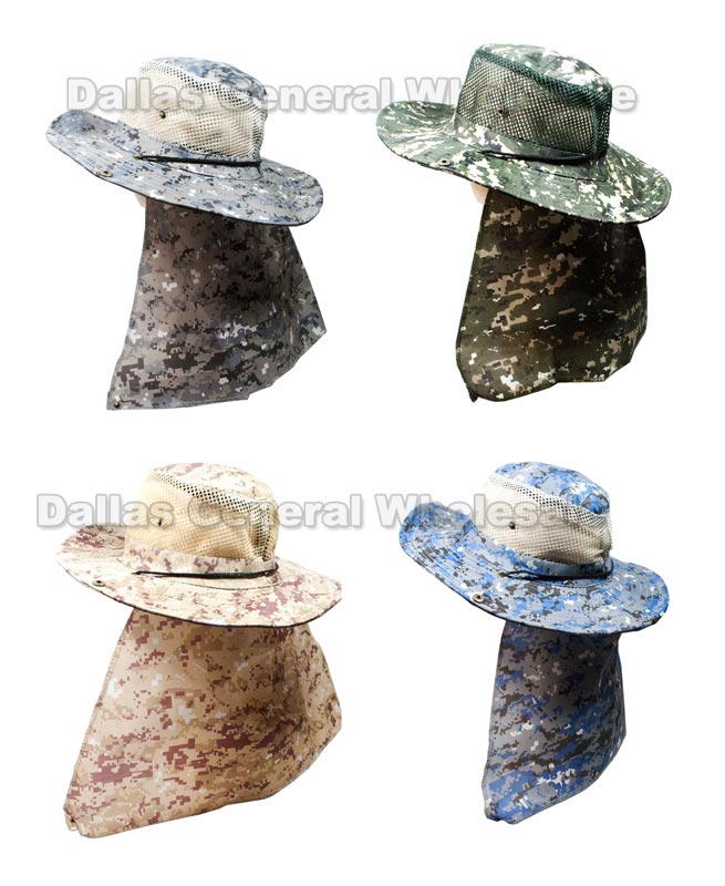 Digital Camouflage Bucket Hats with Neck Flap