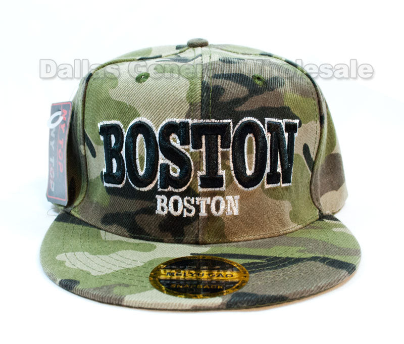 "Boston" Casual Flat Bill Snap Back Caps Wholesale - Dallas General Wholesale