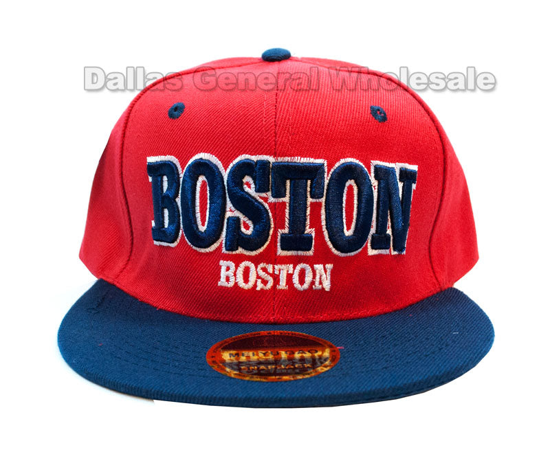 "Boston" Casual Flat Bill Snap Back Caps Wholesale - Dallas General Wholesale