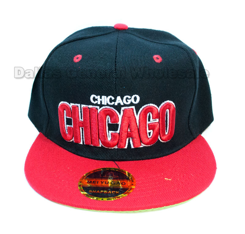 "Chicago" Flat Bill Snap Back Caps Wholesale - Dallas General Wholesale