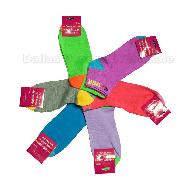 Girls USA Neon Color Casual Socks Wholesale - Dallas General Wholesale