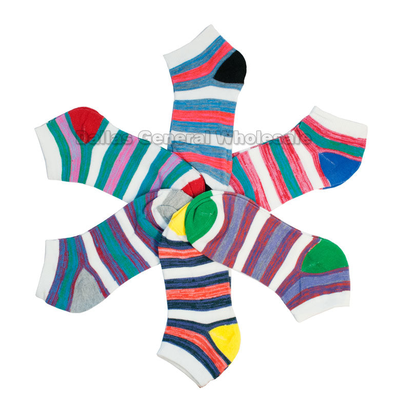 Girls Casual Ankle Socks with Stripes Wholesale - Dallas General Wholesale