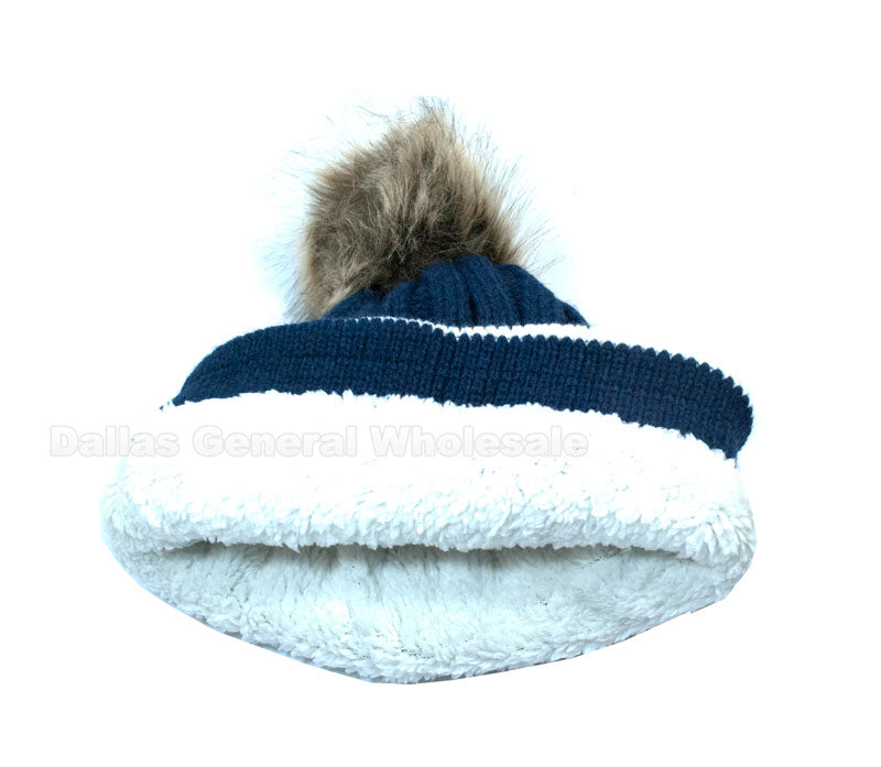 Fleece Insulated Skull Beanies with Pom Pom Ball Wholesale - Dallas General Wholesale