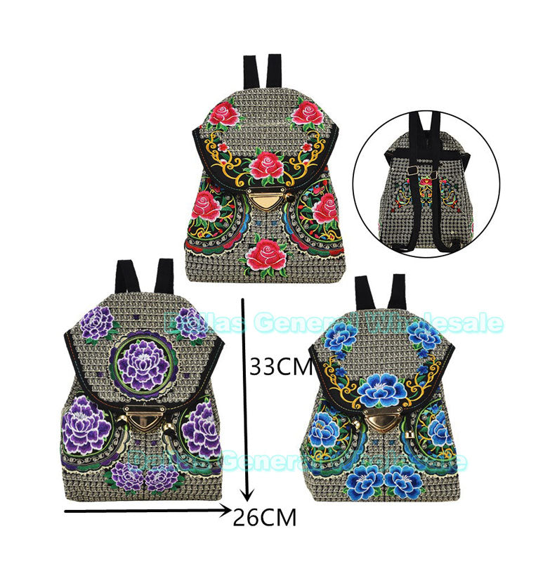 Fashion Embroidered Floral Backpacks Wholesale