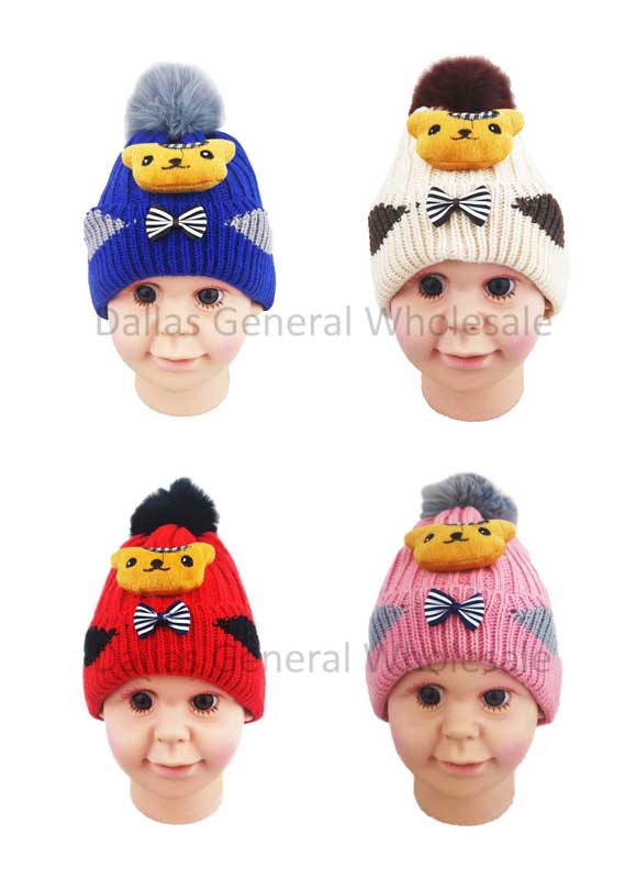 Toddlers Fur Lining Bear Beanie Hats Wholesale - Dallas General Wholesale