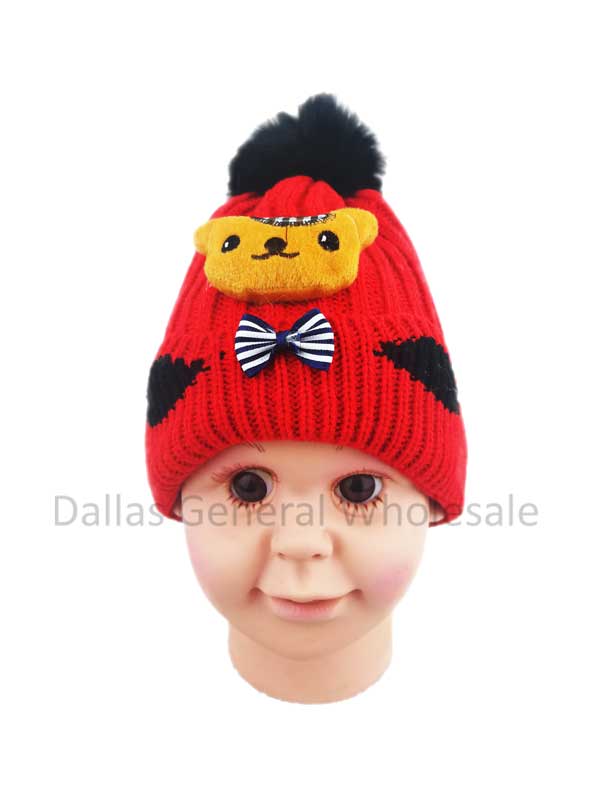 Toddlers Fur Lining Bear Beanie Hats Wholesale - Dallas General Wholesale