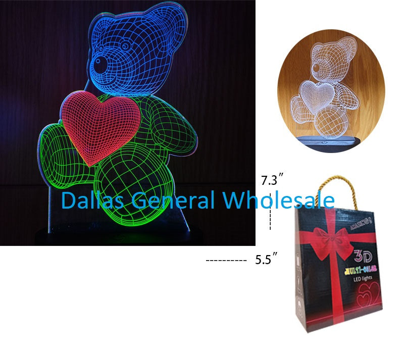 3D Optical Valentines Bear LED Lamps Wholesale