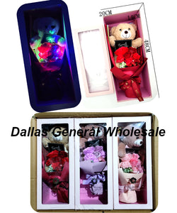 Lite Up Bear & Rose Bouquets Gift Set Wholesale