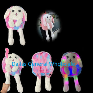 Girls Fluffy Light Up Bunny Backpacks Wholesale