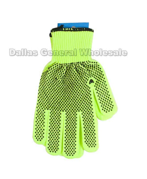Neon Yellow String Knit Work Gloves Wholesale
