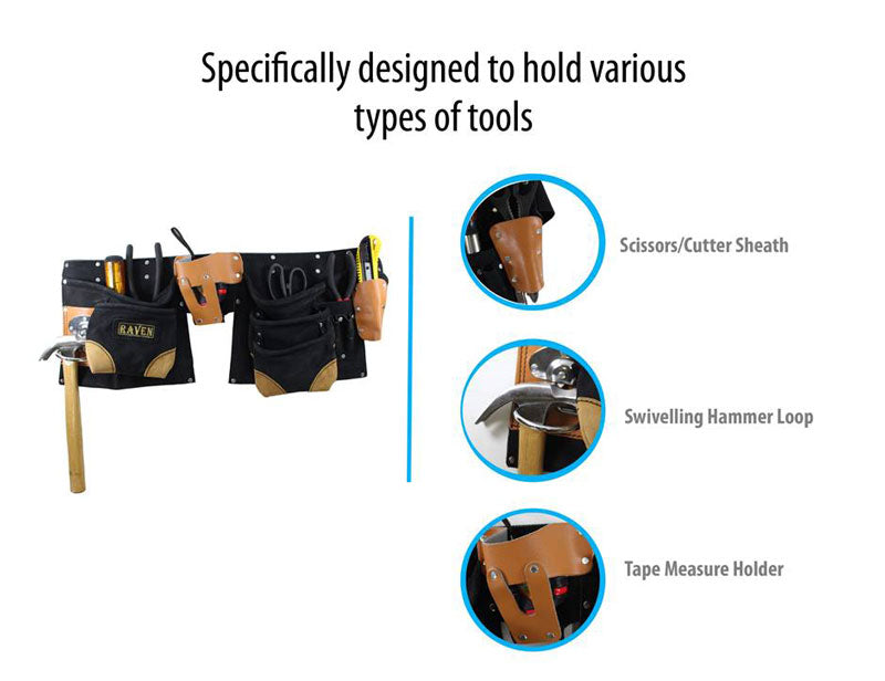 11 Pocket Split Leather Tools Pouch Belts Wholesale