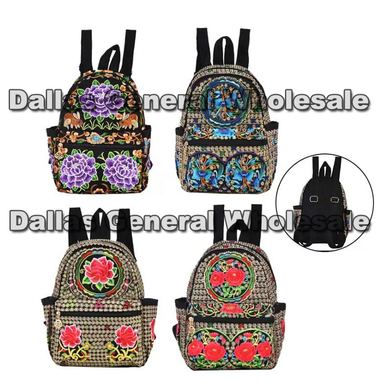 bulk mini backpacks Embroidered Floral Backpacks Wholesale