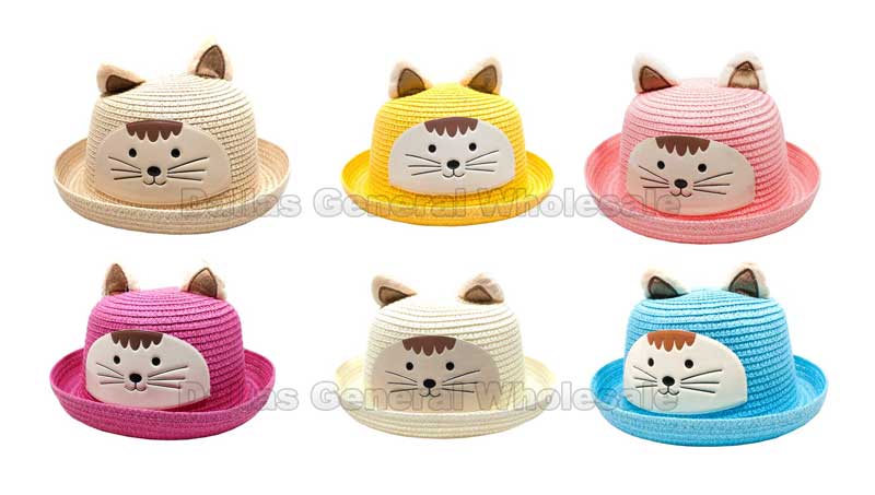 Cat Ear Kids Straw Hats Wholesale
