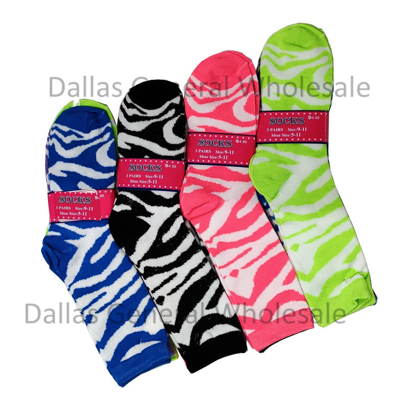 Girls Zebra Crew Socks Wholesale