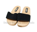 Laides 2" Heels Slide On Sandals Wholesale