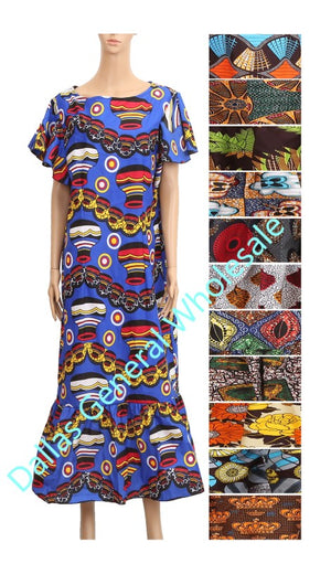 African Kaftan Gowns w/ Head Wrap Set Wholesale