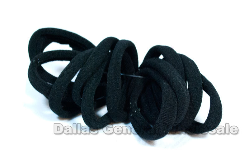 12 PC Black Elastic Hair Ties Wholesale - Dallas General Wholesale