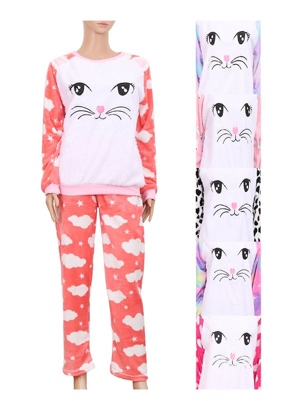 Ladies Fleece Pajama Sets Wholesale