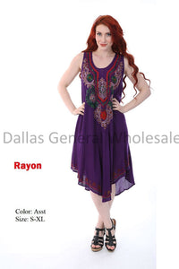 Fashion Rayon Embroidered Dresses Wholesale