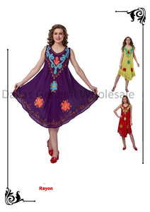 Women Rayon Embroidered Dresses Wholesale