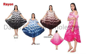 Ladies Rayon Tie Dye Dresses with Sleeves Wholesale