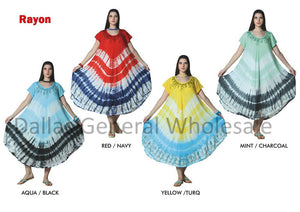 Rayon Tie Dye Dresses with Sleeves Wholesale