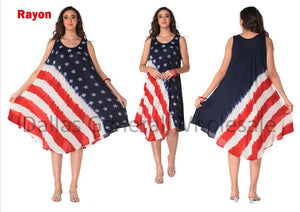 Tie Dye USA Flag Rayon Sun Dresses Wholesale