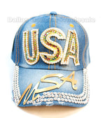 Ladies USA Studded Fashion Denim Caps Wholesale - Dallas General Wholesale