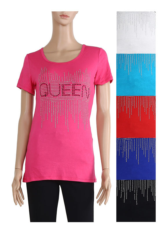 Ladies Studded "Queen" Tops Wholesale - Dallas General Wholesale