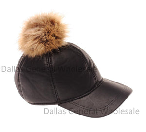 Ladies Faux Leather Winter Caps Wholesale