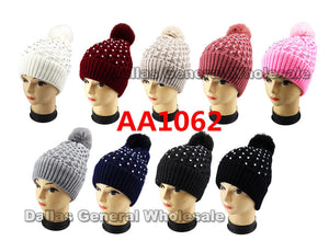 Girls Bling Bling Fur Insulated Beanie Hats Wholesale